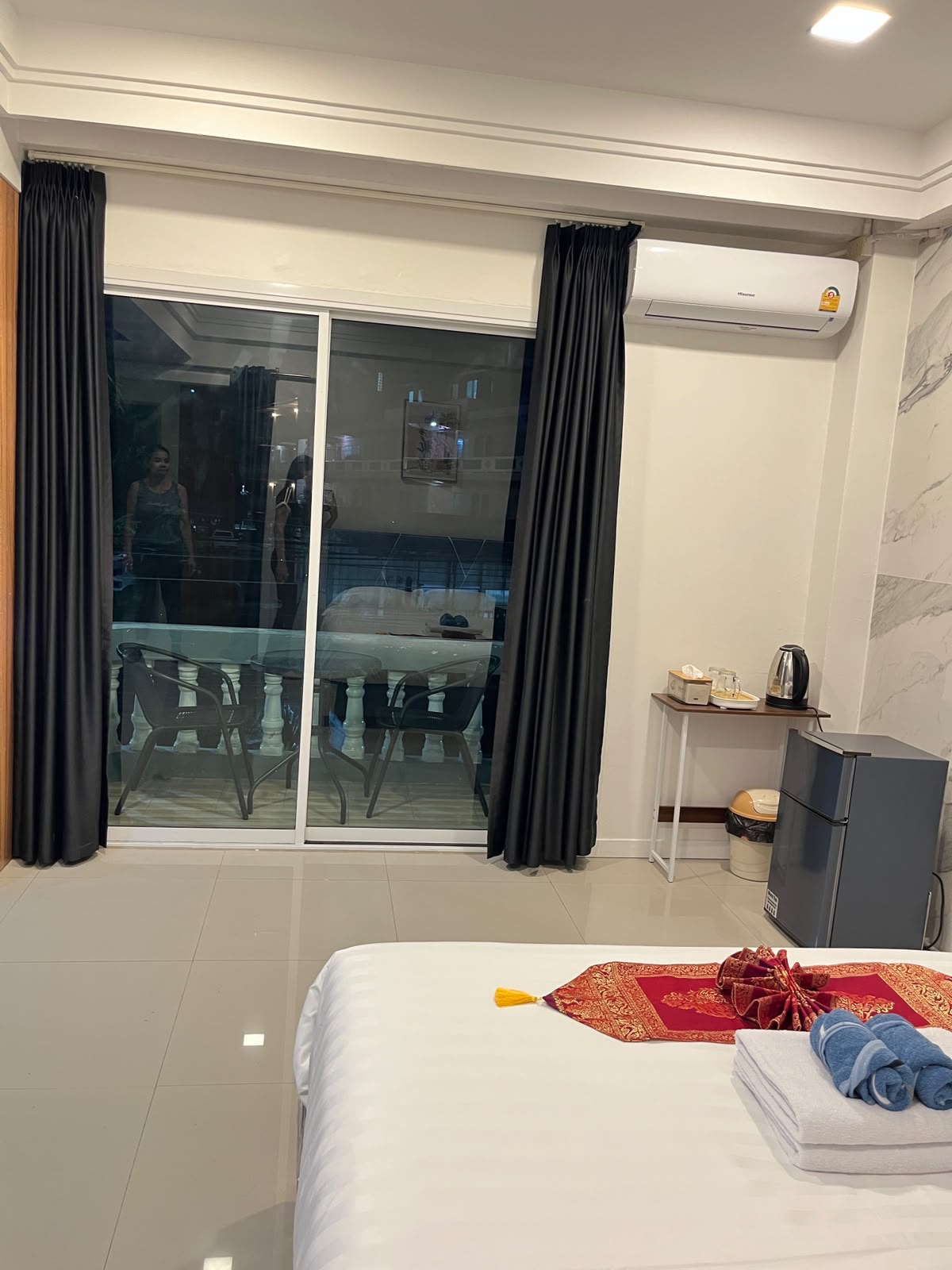 Marble room with balcony view